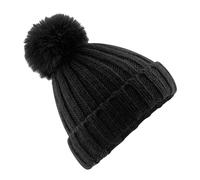 Beechfield Men's Verbier Pom Pom Beanie in Black Beechfield Black One Size