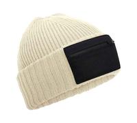 Beechfield Men's Zip Patch Beanie in Brown Beechfield Brown One Size