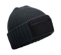 Beechfield Men's Zip Patch Beanie in Grey Beechfield Grey One Size