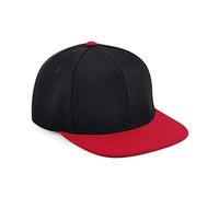Beechfield - Original Flat Peak 6 Panel - Retro Style Snapback Black/Classic Red