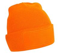 Beechfield - Original Patch Beanie Beanie with Double Layer Knit - Beanie Hat Men, Beanie Hats for Women, Winter Hat, Thermal Hat - Contains Soft Touch Acrylic Orange