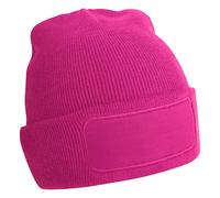 Beechfield - Original Patch Beanie Beanie with Double Layer Knit - Beanie Hat Men, Beanie Hats for Women, Winter Hat, Thermal Hat - Contains Soft Touch Acrylic Fuchsia