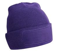 Beechfield Beanie Original Patch One Size – Double Layer Knit, Soft Touch Acrylic – Purple
