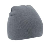 Beechfield Plain Basic Knitted Winter Beanie Hat in Mid Grey Beechfield Mid Grey One Size