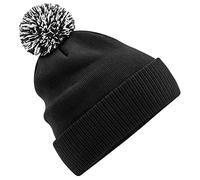 Beechfield - Recycled Snowstar Beanie - Stylish Ribbed Cuff - Black/White