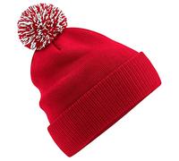 Beechfield - Recycled Snowstar Beanie - Stylish Ribbed Cuff - Classic Red/White