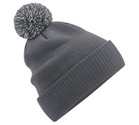 Beechfield - Recycled Snowstar Beanie - Stylish Ribbed Cuff - Graphite Grey/Light Grey