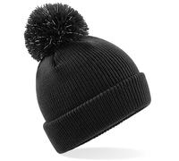 Beechfield Reflective Bobble Beanie in Black Beechfield Black One Size