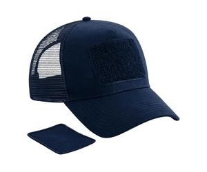 Beechfield - Removable Patch Snapback Trucker - Baseball, All-Round, Sun Hat, Mens, Womens, Unisex, 5 Panel, Running Accessories - 100% Polyester and 100% Cotton French Navy