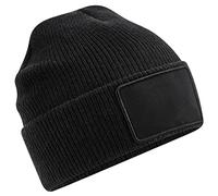 Beechfield Removable Patch Thinsuate Beanie One Size Black