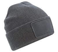 Beechfield Removable Patch Thinsuate Beanie One Size Graphite Grey