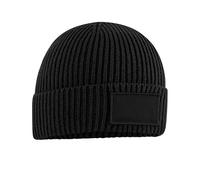 Beechfield Fashion Patch Beanie One Size Black