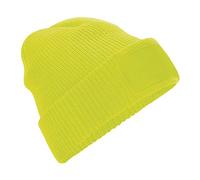 Beechfield - Ribbed Knit - Thinsulate™ Patch Beanie Fluorescent Yellow