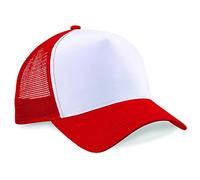 Beechfield Snapback Trucker Cap (One Size) Red & White One size.