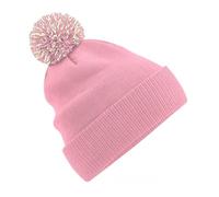 Beechfield - Snowstar Beanie - Elegant Design - Dual Style - Dusky Pink/Off White