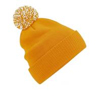 Beechfield - Snowstar Beanie - Elegant Design - Ribbed Cuff - Dual Style - Mustard/Off White