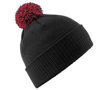 Beechfield Snowstar Beanie Hat - Warm & Stylish Winter Headwear Black/Classic Red