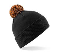 Beechfield Snowstar Beanie Hat - Warm & Stylish Winter Headwear Black/Orange