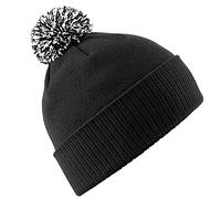 Beechfield Snowstar Beanie Hat - Warm & Stylish Winter Headwear Black/White