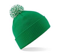 Beechfield Snowstar Beanie Hat - Warm & Stylish Winter Headwear Kelly Green/White