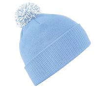 Beechfield Snowstar Beanie Hat - Warm & Stylish Winter Headwear Sky Blue/White