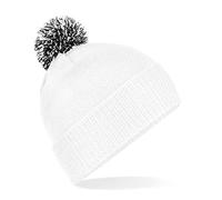 Beechfield Snowstar Beanie Hat - Warm & Stylish Winter Headwear White/Black