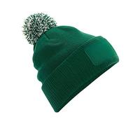 Beechfield Snowstar Patch Beanie One Size Bottle Green/Off White
