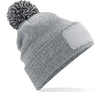 Beechfield Snowstar Patch Beanie One Size Heather Grey/black