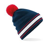 Beechfield Stadium Beanie - Elegant Design- French Navy/Classic Red/White