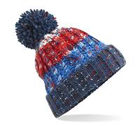 Beechfield - Stylish Cuffed Design- Corkscrew Pom Pom Beanie - Chilli Blues