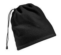 Beechfield Suprafleece Neck Warmer Snood Hat Combo Winter Fleece Beanie (Black)