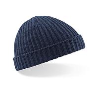 Beechfield Trawler Docker Ribbed Unisex Warm Beanie Hat (Navy)