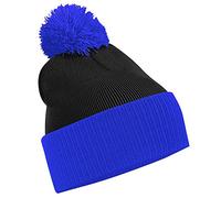 Beechfield two tone beanie winter hat - Unisex, Boys, Nero/Blu brillante, M
