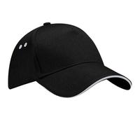 Beechfield B15C Baseball Cap, Black & Light Grey, One Size