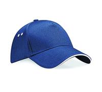 Beechfield Ultimate 5 panel contrast cap with sandwich peak French Navy/Putty One