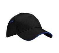 Beechfield Unisex B015 Ultimate 5-panel Sandwich Peak Cap, Black Bright Royal, One Size UK