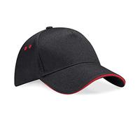 Beechfield Unisex B015CBLK-CSR Ultimate 5-Panel Sandwich Peak Cap - Black, One Size