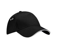 Beechfield Unisex B015CBLK-LGR Ultimate 5-Panel Sandwich Peak Cap - Black, One Size