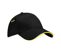 Beechfield Unisex B015CBLK-YEL Ultimate 5-Panel Sandwich Peak Cap - Black, One Size