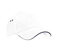 Beechfield Unisex B015CWHI-FNA Ultimate 5-Panel Sandwich Peak Cap - White/French Navy, One Size