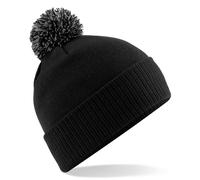 Beechfield Unisex Beechfield Snowstar Rib Knit Acrylic Pom Beanie {BC450} - Black/Graphite Grey