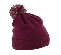 Beechfield Unisex Beechfield Snowstar Rib Knit Acrylic Pom Beanie {BC450} - Burgundy Red/Off White
