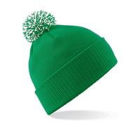Beechfield Unisex Beechfield Snowstar Rib Knit Acrylic Pom Beanie {BC450} - Kelly Green/White
