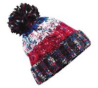 Beechfield Unisex Beechfield Unisex Adults Corkscrew Knitted Pom Pom Hat Beanie, Black Jacks, One Size UK