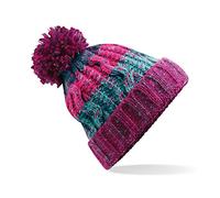 Beechfield Unisex Beechfield Unisex Adults Corkscrew Knitted Pom Pom Hat Beanie, Winter Berries, One Size UK