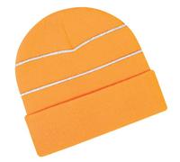 Beechfield Enhanced-viz Hi-Vis Knitted Winter Hat Baseball Cap, Orange (Fluorescent Orange), One Size