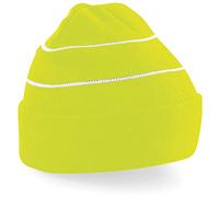 Beechfield Enhanced-viz Hi-Vis Knitted Winter Hat Baseball Cap, Yellow (Fluorescent Yellow), One Size