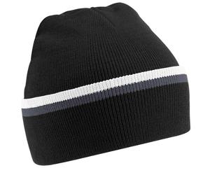 Beechfield Unisex Knitted Winter Beanie Hat (One Size) (Black/Graphite Grey/White)