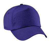 Beechfield Men's Plain Original 5 Panel Baseball Cap Pack of 2 in Purple Beechfield Purple One Size