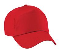 Beechfield Men's Plain Original 5 Panel Baseball Cap Pack of 2 in Red Beechfield Red One Size